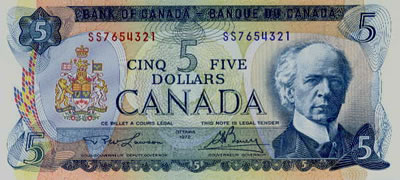Канадский доллар, купюра номиналом 5 доллара